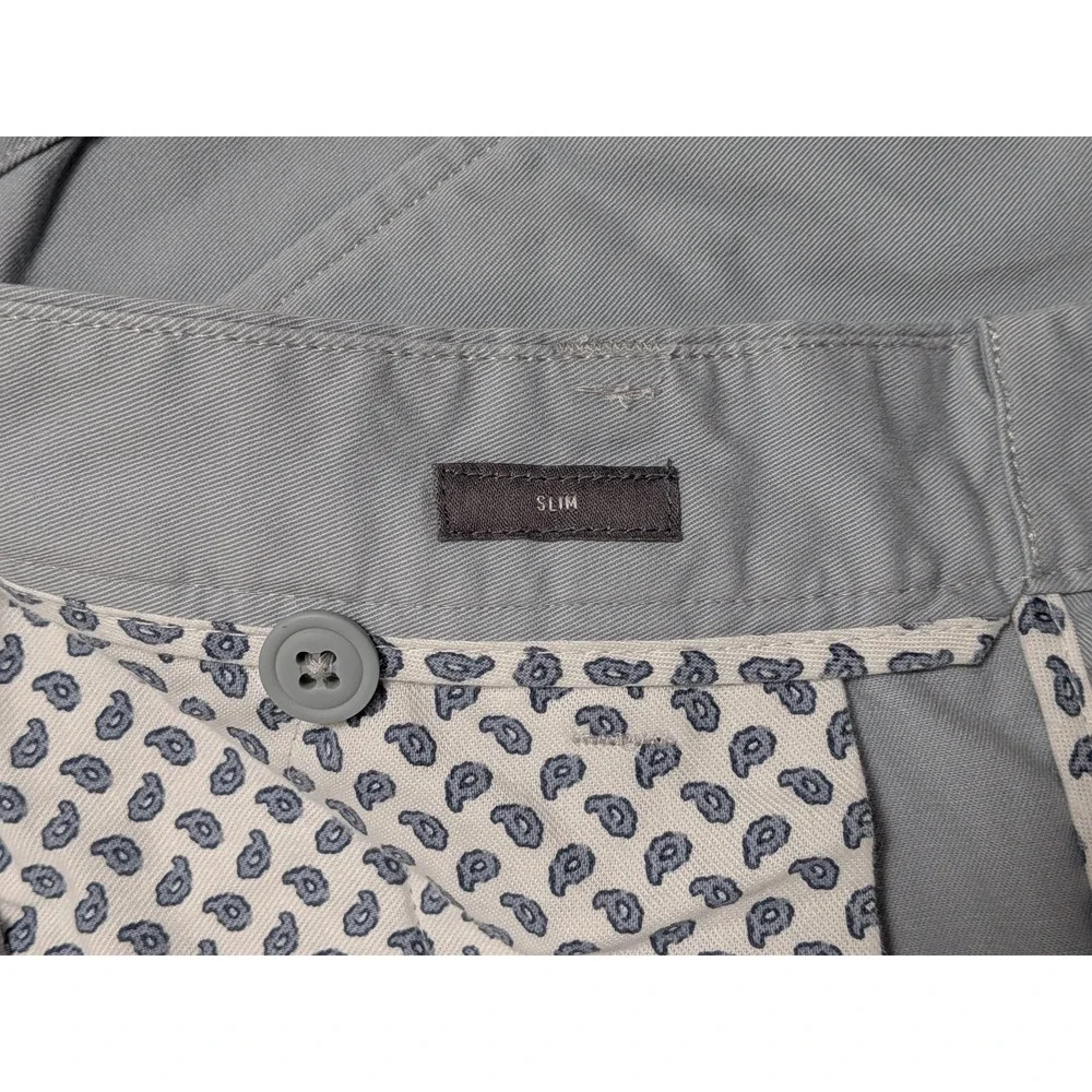 BONOBOS Pants Men's Light Gray 38x30 Slim Fit Cotton Blend Stretch Chinos Office